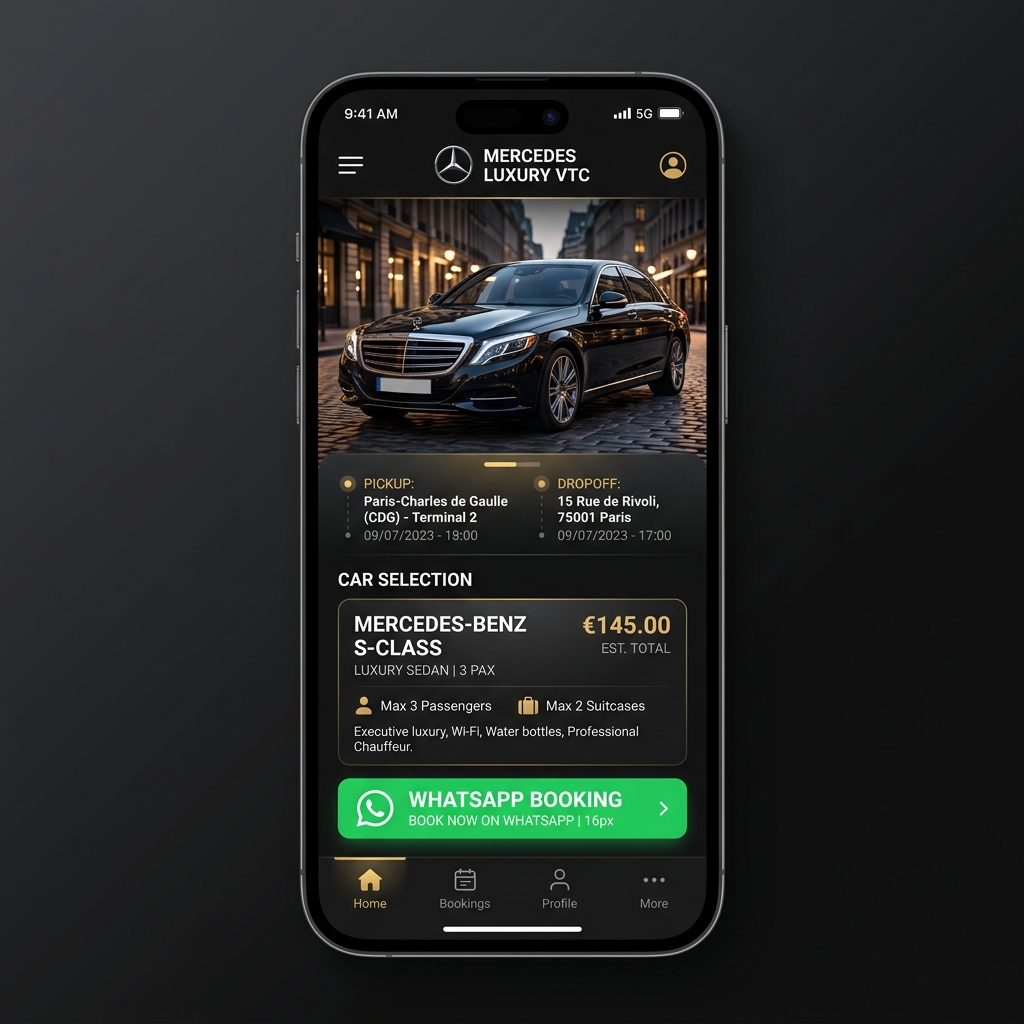 Mockup du site de réservation client
